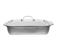 HOMOBABE Plat de Rectangulaire pour Griller le Poisson en Acier Inoxydable avec Rebords Profonds, Anti-débordement, pour Barbecue Cuisine Maison