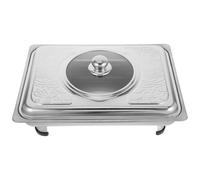 HOMOBABE Plateau de Service Rectangulaire Capacité Modérée en Acier Inoxydable avec Couvercle Usage Polyvalent, Design Simple et Moderne pour Buffet et Self-service