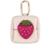 HOMOBABE Porte-Monnaie pour Femmes en Cuir Microfibre Beige à Motif Fruit Cartoon, Étui pour Écouteurs sans Fil avec Crochet, Mini Pochette Créative pour Voyage et Bureau