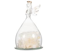 HOMOBABE Rose Éternelle Blanche sous Dôme en Verre avec Ange, Décoration Intérieure Élégante pour Bureau ou Maison, Présent Romantique Saint-Valentin