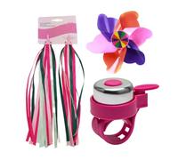 HOMOBABE Rubans Pompons Roses, Sonnette de Guidon Rose, Moulin à Vent Décoratif, Compatibles Trottinettes et Vélos, pour Décoration et Sécurité Garçon et Filles