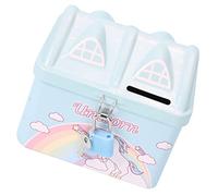 HOMOBABE Tirelire Métallique Maison Forme de Licorne avec Serrure Coffre à Cartoon pour Filles Décoration pour Chambre Denfant Cadeau Anniversaire Noël