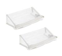 HOMOBABE Trousse à Crayons en PVC Blanc Imperméable Grosse Capacité et Fermeture Éclair Légère, Lot de 2 Pièces pour Étudiants et Bureau