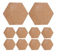HOMOCONO 10 Pièces Tableau en Liège Hexagonal Autocollant Marron pour Fixation de Messages et Notes, Planche Robuste pour Bureau ou Maison, Décoration Murale Pratique