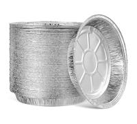 HOMOCONO 100pcs Plateaux en Aluminium Ronds Jetables pour Friteuse à Air, Matériau en Feuille D’étain, Haute Conductivité Thermique, Nettoyage Facile, pour Fêtes et Réunions Familiales