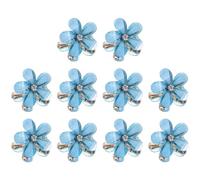 HOMOCONO 10pcs Petites Pinces à Cheveux Fleur en Alliage et Verre Bleu, Mini Clips Solides Qui Ne Cassent Pas les Cheveux, Vie Quotidienne Fêtes