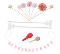 HOMOCONO 12 Pièces Décorations de Gâteau Or Rose Toppers Ballons Éventails pour Cake Design Élégant