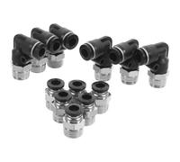 HOMOCONO 12pcs Raccords Pneumatiques en Laiton Nickelé Argenté 1/4 Pouce Connexion Filetée Sécurisée et Déblocage Rapide pour Tuyaux D'air et Équipements Pneumatiques