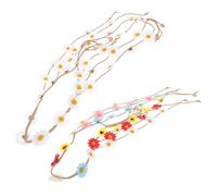 HOMOCONO 2 Bandeaux en Soie et Corde de Chanvre, Réglables Marguerites, Design Floral Chic pour Femmes Séances Photo ou Bal