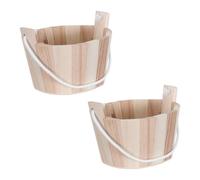 HOMOCONO 2pcs Seau en Bois pour Sauna avec Poignée, Accessoire Portable et Artisanal pour Bain de Sel, Style Sauna Finlandais, pour Séances Spa à Domicile