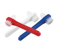 HOMOCONO 3 pièces Brosse à Dents Double Face pour Dentier Adulte Nettoyage des Prothèses Manche Antidérapant Confortable Poils Souples Adaptés Aux Zones Difficiles Couleurs Assorties Blanc