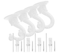 HOMOCONO 4 Ensembles Crochet Suspendre au Plafond, Alliage de Zinc Blanc | Fixation Murale Discrète, Montage Polyvalent et Sûr, Balcon ou Patio, Cordons et Outils Lourds