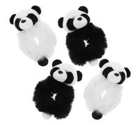 HOMOCONO 4 pièces Accessoires Cheveux Panda Peluche Élastiques Doux pour Queue de Cheval Serre-têtes Mignons pour Filles Bandeaux Confortables et Résistants Noir et Blanc