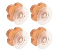HOMOCONO 4 Pièces Crochet Mural en Bois de Hêtre Naturel de Fleur, Porte-manteau Décoratif sans Perçage Forte Capacité de Charge pour Usage Domestique