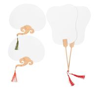 HOMOCONO 4 Pièces Éventails Blancs Épais pour DIY Lot de Éventails Chinois Personnalisables pour Peinture Accessoires Artisanaux et Couleur Aléatoire