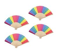 HOMOCONO 4 Pièces Éventails Pliables Colorés Accessoires de Danse et Décoration pour Garçon Fille Photo Props Style Arc Ciel