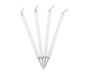 HOMOCONO 4 Pièces Stylo et Silicone Argenté Manucure Embout Double en Acier Inoxydable Outil Pick Up Rhinestones Réutilisable pour Nail Art Professionnel Salon