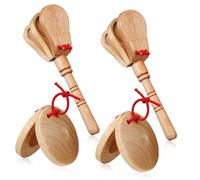 HOMOCONO 4pièces Castagnettes Bois Instruments De Percussion À Jouer Doigts Main Agréable Design Ergonomique pour Adultes pour Événements Musicaux
