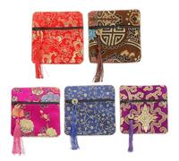HOMOCONO 5 Paquet en Tissu en Brocart Cordon de Serrage, Pochette Délicate pour Offrir des Présents, Vie Quotidienne Fêtes, Lot de 5 Plusieurs styles