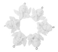 HOMOCONO 6pcs Breloques Ange en Résine Blanc pour Bijoux Diy, Mini Figurines D'anges Décoratives, Accessoires pour Porte-clés et Créations Artisanales