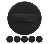 HOMOCONO 6pcs Houppette à Poudre Pressée Noire en Cuir Pu et Tissu, Ultra Fine, Facile à Transporter, pour Maquillage Fond de Teint et Poudre Cosmétique
