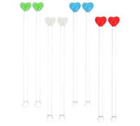 HOMOCONO 8 Bâtonnets à Cocktail en Verre de Cœur Ensemble de 8 Pièces, Mixeur Élégant et Simple pour Bar et Café pour Boissons et de Café Réutilisable