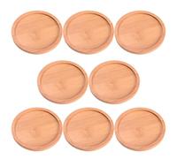 HOMOCONO 8 Pièces Soucoupes Rondes pour Pots de Fleurs en Bambou, Khaki | Usage Intérieur et Extérieur, Haute Dureté, Ne Se Casse Pas Facilement, Usage Multiple