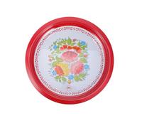 HOMOCONO Assiette à Fruits Rétro 40 Cm Ronde en Plastique Rouge Vintage Motif Floral Chinois, Plateau Ménager Polyvalent pour Conservation des Aliments et Service Lors de Fêtes ou Repas