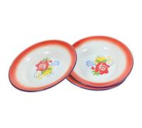 HOMOCONO Assiettes en Émail Vintage Rondes 3 Pièces pour Fondue et Barbecue 20 CM, Service Alimentaire pour Réunions Familiales et Cafés Style Aléatoire