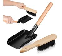 HOMOCONO Balayette Cheminée Pelle à Cendres en Bois, Ensemble Léger et Ergonomique pour Nettoyage Facile de Poêle à Charbons et Cheminée