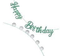 HOMOCONO Bannière de Fête de Golf pour Anniversaire Garçon et Filles, 2 Sets en Papier Vert, Design Solide et Couverture Large, Décoration Intérieure Vibrante et Scintillante