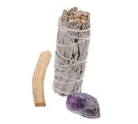 HOMOCONO Bâtonnets D'aromathérapie à La Sauge Blanche 10 Cm Bois Sacré Naturel Purificateur d'air Intérieur Contemplation Yoga Ensemble Améthyste Et Bâton De Palo Santo