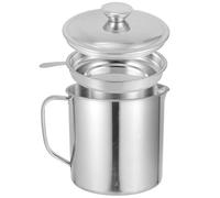 HOMOCONO Bidon d'Huile en Acier Inoxydable 410 18 L Tamis Acier Inoxydable et Manche Robuste Récipient à Graisse pour Sauce Soja et Huile de Cuisson Usage Domestique