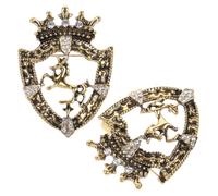 HOMOCONO Broches pour Homme Couronne et Cheval en Alliage Solide Strass Lot de 2 Bijoux pour Réceptions et Cérémonies