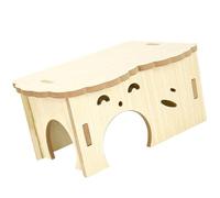 HOMOCONO Cabane en Bois pour Hamster et Cochon d'Inde, Design Multi-Usage Résistant aux Morsures, Maison de Cachette Beige pour Toutes Saisons
