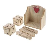 HOMOCONO Calendrier Perpétuel de Bureau en Bois Léger Blocs Rotatifs Manuels, Calendrier de Table Décoratif pour Maison et Bureau, Usage Solide