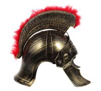 HOMOCONO Casque Spartiate Romain pour Hommes Plumage Rouges et Dorées, Accessoire Costume Médiéval pour Adultes, Léger et Confortable, Déguisement Guerrier Romain Carnaval et Théâtre