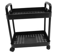 HOMOCONO Chariot à Deux Étagère Mobile en Acier Noir Chariot Utilitaire à roulettes Cuisine et Salle de Bain Rangement Pratique Multifonctionnel Support de Stockage Organisateur