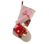 HOMOCONO Chaussette de Noël Décorative Paquet Présent de Noël en Tissu Tricoté et Non Tissé Élastique Grosse Capacité pour Garçon et Filles