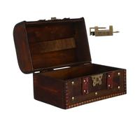 HOMOCONO Coffre Au Trésor Pirate Boîte De Rangement Décorative Bois avec Serrure pour Décoration De Fête Classe