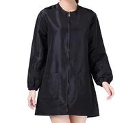 HOMOCONO Combinaison de Technicienne de Beauté Imperméable à Manches Longues Taille L Couleur Noire Tablier de Protection pour Vêtements Vêtement Spa Adapté Salon Coiffure et Teinture