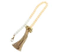 HOMOCONO Corde de Clochette pour Chien en Bois Blanc Perles, Design à Pression Pratique, Accessoire de Porte Suspendu pour Décoration et Entraînement