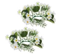 HOMOCONO Couronne de Fleurs de Marguerite Réaliste en Soie Blanche, Décor de Table Solide et Élégant, 2 Pièces pour Décoration de Mariage ou Fête