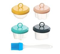 HOMOCONO Cuiseur à Œufs en Plastique Résistant la Chaleur pour Micro-ondes Moule à Œufs Vapeur pour Petit-déjeuner la Maison, Accessoire Pinceau Inclus Couleur Aléatoire