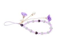 HOMOCONO Dragonne de Téléphone Fleur Délicate Antidérapante Pourpre en Fer et Strass, Bracelet Porte-clés Accessoire Élégant et Protecteur pour Téléphone Portable
