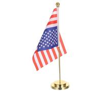 HOMOCONO Drapeau Américain Décoration Polyvalente et Solide avec Support en Fer de Bureau Design Élégant et Patriotique pour Espace de Travail ou Bureau