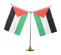 HOMOCONO Drapeau Palestine de Table Décoration de Bureau Polyester avec Support en Acier Inoxydable en Y, Petit Drapeau Stable pour Bureau et Salle de Réunion