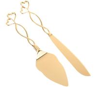 HOMOCONO Ensemble 2 Pièces Couteau et Spatule de Gâteau Mariage en Alliage de Zinc Doré, Design Élégant, Coupe pour Fêtes et Anniversaires