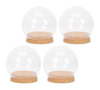 HOMOCONO Ensemble de 4 Dômes en Verre Kaki Bouchon en Liège, Design Créatif et Élégant pour Exposer Figurines et Souvenirs, Décoration Maison et Boutique