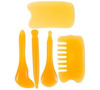 HOMOCONO Ensemble D'outils de Massage Gua Sha Visage et Corps en Résine Naturelle Orange Portable Multi-fonctions Stylo Point D'acupression Grattoir Facial Bâton de Massage et Peigne